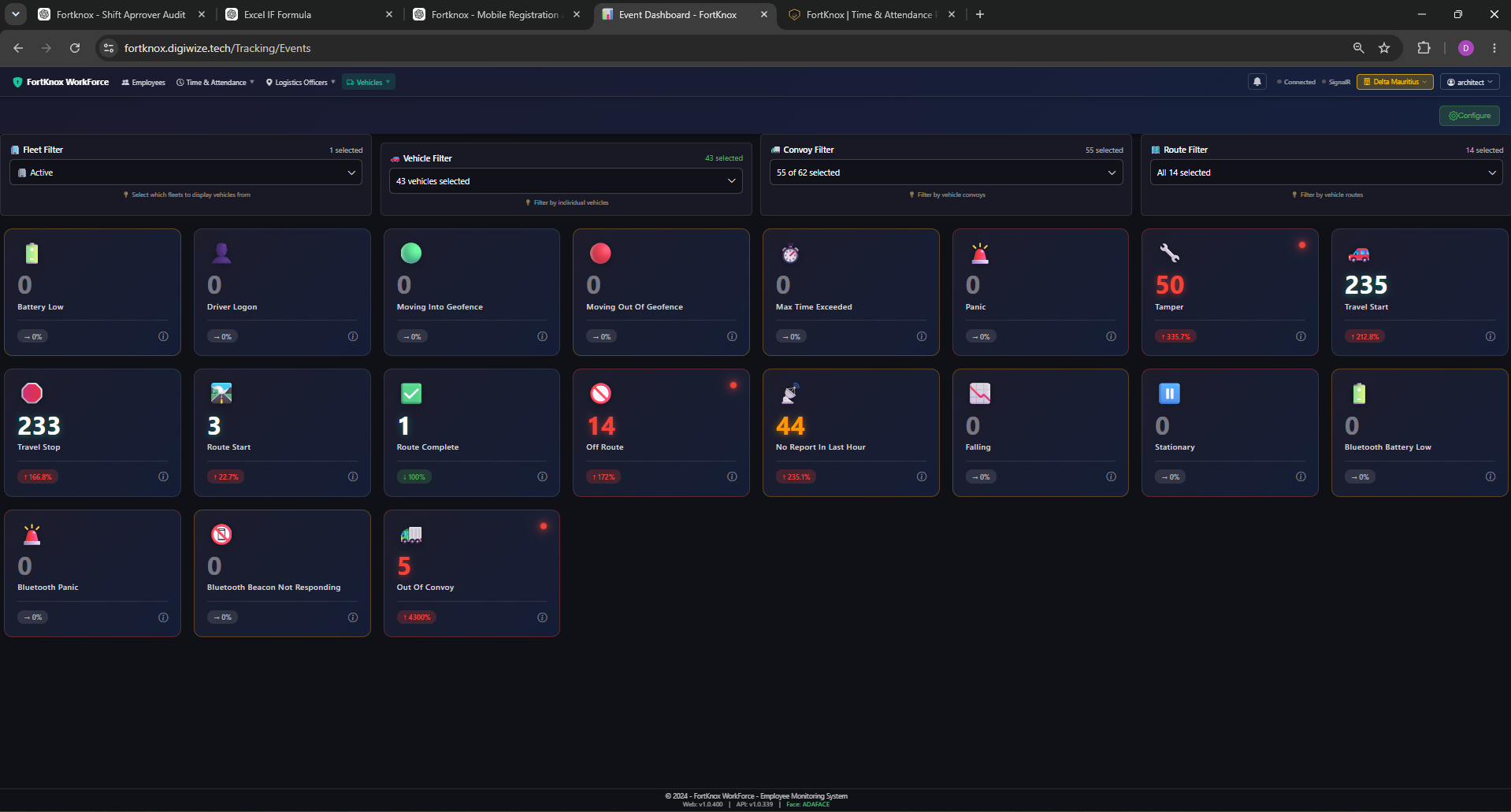 Live Tracking Events Dashboard