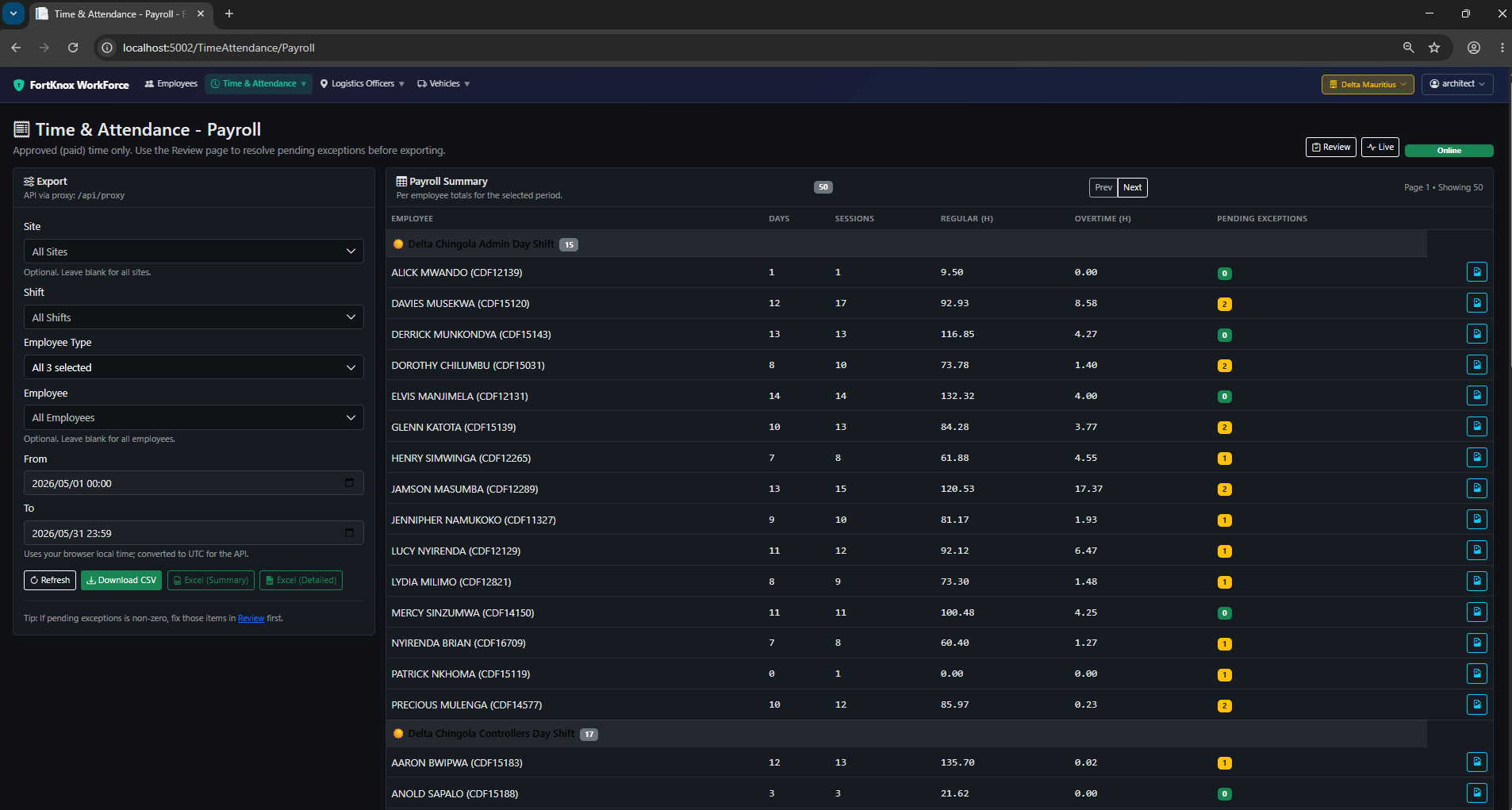 Payroll Export
